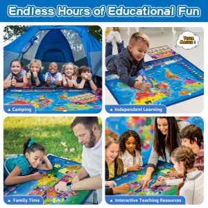 New Education Learning Toys Set, Geography Map Set Include the World Map and USA Map, Best Christmas Gift For All Age Kids