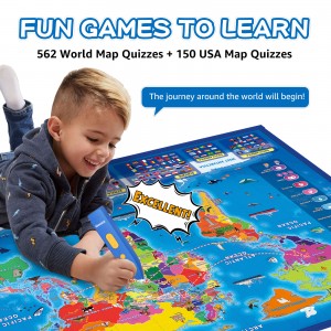 New Education Learning Toys Set, Geography Map Set Inkludera världskartan och USA-kartan, bästa julklappen för alla åldrar