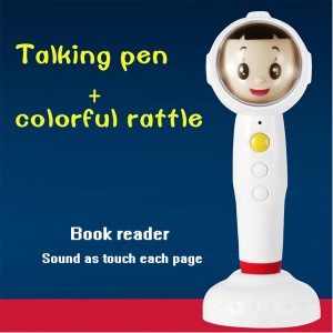 Kids Arabic reading pen, E-reader – puti, OID nga solusyon nga adunay Built-in 7 color Light