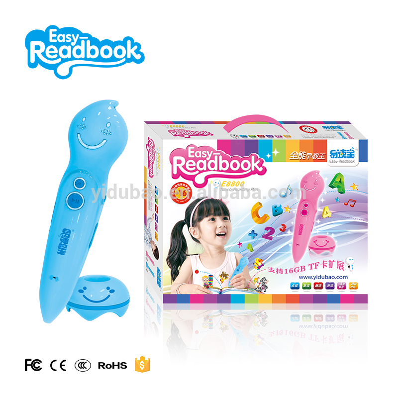 Blue Kids Talking Pen , Lithium Battery children point reading pen for learning multi-language