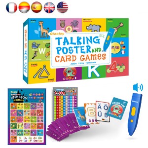 5 languages, Popular Home Use for Kids Learning Educational Poster, 100 words, Hot Sell Wall Charts for Kids Learning